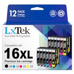 LxTek 16XL Compatible Ink Cartridge Replacement for Epson 16 XL Ink for Epson Workforce WF-2750 WF-2760 WF-2660 WF-2650 WF-2630 WF-2540 WF-2530 WF-2010 WF-2510 (6 Black 2Cyan 2Magenta 2Yellow,12-Pack)