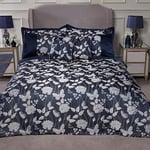 Emma Barclay Parure de lit de Luxe en Jacquard avec Housse de Couette Motif Papillon, Polyester, Bleu Marine, Super King