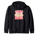 Patience Level Kindergarten Boss Funny Teacher Zip Hoodie