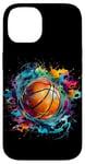 Coque pour iPhone 14 Entraînement de joueur de basket-ball Splash Art