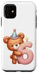 Coque pour iPhone 11 Ours en peluche marron pour 6ème anniversaire