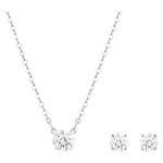 Swarovski Attract set, Round cut, White, Rhodium plated