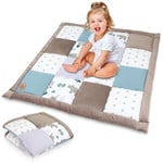 Tapis Parc Bebe Patchwork 70x70 cm- Tapis Couverture bébé Naissance Matelas Parc Coton avec Velours et piqué gaufré Afrique