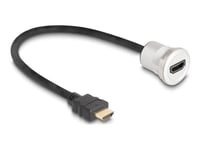 Delock - Hdmi-Förlängningskabel - Hdmi Hane Till Hdmi Hona Kan Monteras På Panel - 30 Cm - Svart, Silver - M25-Gänga, 8K60 Hz (7680 X 4320) Stöd