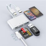 NÖRDIC Lightning+usb-c Card Reader 4 in 1 SD Micro SD USB-C USB-A For Iphone and Ipad and Android smartphones