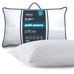 Silentnight Luxury Quilted Anti-Snore Pillow – Contoured Foam Positions the Head to Reduce Snoring Volume with Luxurious Soft Touch Cover and Dupont Fibres - Hypoallergenic, White