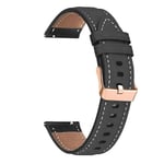 Klockarmband för Garmin Venu/sq/sq 2/2 Plus, 20mm äkta koläderarmband med roséguldfärgat spänne, svart Black