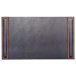 Dacasso Side-Rail Desk Pad, Walnut/Black Leather, 34 x 20-Inch