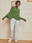 Jolie Moi Soft Knit Wool Blend Jumper, Olive Green