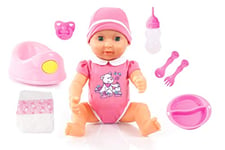 Bayer Design 94071AX Piccolina Newborn, Baby Doll, Sleeping Eyes, with a lot of Accessories, Pink Romper