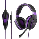 AH28 purple Casque de jeu Bruit Isolant Overear Casque avec Micro. Contrôle Du Volume Bass Surround Jeu Vidéo pour PC PS4 PS5 XBOX ""Nipseyteko