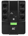 Green Cell® UPS Inverter 600VA (360W) 230V Uninterruptible Power Supply Line-Interactive AVR Uninterruptible Power Supply for Computer USB/RJ45 6X Schuko LCD Display Sockets