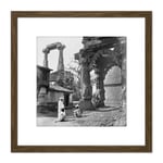 Bourne Shepherd Ruins Rudra Mala Temple India 1874 Photo 8X8 Inch Square Wooden Framed Wall Art Print Picture with Mount