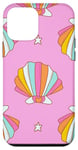 iPhone 12 mini Cute Seashells Ocean Bright Rainbow on Pink Case