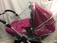 PVC Raincover Rain Cover Fits Silver Cross Pioneer Pram Pushchair Zip Access