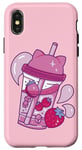 Coque pour iPhone X/XS Kawaii Tasse à jus mignonne à la fraise Anime Comic Esthétique