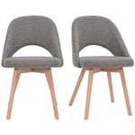 Miliboo - Chaises scandinaves en tissu effet velours texturé gris et bois clair (lot de 2) cosette