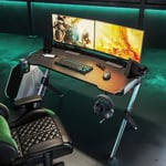 Bureau Gaming de Jeu - Bureau gamer RGB à LED - Table de Gaming -120x60x75cm Bureau pour Domicile avec Porte Gobelet Support Casque