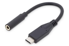 DIGITUS Câble adaptateur USB 3.2 Gen1-0.2 m - USB C (mâle) vers jack 3.5 mm (femelle) - 5 Gbit/s - Adaptateur USB - noir