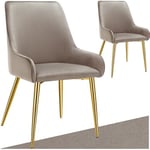 TecTake® Lot de 2 Chaises de Salle à Manger rembourrées Modernes Chaise Velours Fauteuil Salon Chaise Scandinave Pieds en Acier Élégant avec Accoudoirs Chaise pour Coiffeuse, Chambre, Coiffeuse