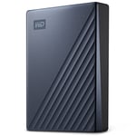 WD 5 To My Passport Ultra, Disque Dur Externe Portable, Parfait pour sauvegarde et stockage, USB-C, compatibilité avec PC, Xbox et Playstation, Boîtier métallique épuré, Midnight Bleu