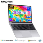 Ordinateur Portable VANWIN,16.5 Pouces 2520*1680 UHD,24Go DDR4,512Go SSD,Intel Alder Lake 4-Core N95(jusqu'à 3,40 GHz) PC Portable,WiFi, BT5.0,USB 3.2×3,Laptop,HDMI