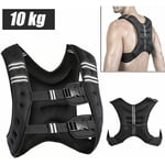 Hofuton Gilet Lesté,10 kg, Sangle Pectorale Flexible, Gilet Poids de Musculation, Nettoyage Facile, Musculation Bodyweight, Réflecteurs, Noir