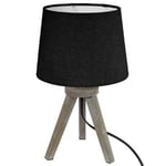 Lampe à Poser Trépied en Bois "Alexis" 31cm Noir