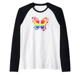 Cute Butterfly Colorful Rainbow Colors With Stars Raglan Baseball Tee