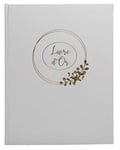 Exacompta - Réf. 47632E -1 Livre d'or de mariage Ringflower - Grand format 27 x 22 cm - Champêtre, floral - Marquage, tranche or et inscription livre d'or - 100 pages blanches unies - Coloris : blanc