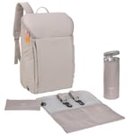 LÄSSIG Bébé Sac à dos à langer avec matelas à langer, fixation pour poussette et porte-bouteille/GRE Slender Up Backpack taupe