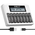 AA Rechargeable Batteries With Charger -8 Pieces 3400mWh AA Rechargeable Batteries 1.5V With LCD Individual Quick Chargers For AA AAA Li-Ion Rechargeable Batteries With Type C And Micro USB Input