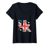 Womens United Kingdom Flag Great Britain Forever UK Flag Memes V-Neck T-Shirt