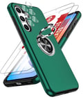 LeYi for Samsung Galaxy A35 5G Case with 2 Tempered Glass Screen Protector, 2 Camera Lens Protector and Invisible Phone Ring Holder, Shockproof Protective Phone Cover for Samsung Galaxy A 35 - Green