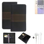 Phone Case + earphones for POCO X6 Neo Wallet Cover Bookstyle protective