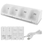 Wii Fjärrkontroll Laddare, 4 i 1 Wii Laddningsdockningsstation Med 4 st 2800mah Uppladdningsbara Batterier Kompatibel med Wii/Wii U-kontroll - Svart