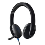 Logitech H540 Wired Headset, Stereo Headphone with Noise-Cancelling Microphone, USB, On-Ear Controls, Mute Indicator Light, PC/Mac/Laptop - Black