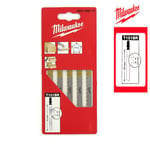 Pack de 5 lames scie sauteuse MILWAUKEE mélaminé 75 mm denture de 2,5 mm 4932346079