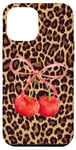 Coque pour iPhone 13 Pro Max Cravates léopard imprimé guépard cerises cerises nœud