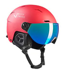 Black Crevice Skihelm mit Visier Kirchberg Casque de Ski Unisexe, Rouge, 0 = S (51-53 cm)