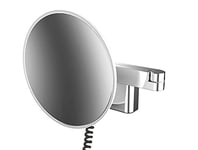 Emco Miroir de Rasage et cosmétique LED - Modèle Mural - Double Articulation - Grossissement 5 Compartiments - Rond - Câble spiralé et fiche - Taille Unique
