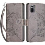 Betunistoy Coque pour Xiaomi Redmi Note 10 Pro/Note 10 Pro Max, Housse en Cuir PU Flip Pochette Portefeuille Étui avec Emplacement Carte Redmi Note 10 Pro Coque Magnétique Antichoc (Papillon - Gris)