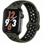 Sportrem för Apple Watch Band 45 mm 49 mm 44 mm 40 mm 41 mm 42 mm Silikonarmband correa iWatch Ultra 2 Series 9 8 SE 7 6 5 4 3 Army green-black 23 S-M