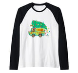 Christmas Scooby Doo Mystery Machine Decorated Tree on Top Raglan Baseball Tee