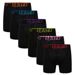 6 Pack Boys Black Boxers - Black Band/Neon Text - 7-8 Years - KC166-7-8