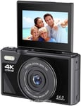 64MP 4K Digital Camera for Photography: Vlogging Camera for YouTube with 3'' and