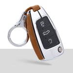 BTOEFE Car Accessories Car Key Case Cover,For Audi A1 A3 A3 8P 8L 8V S3 RS3 Q3 Q7 S3 TT Zinc Alloy+Suede Fur Fob KeyChain For Car Key-A-brown keychain 1