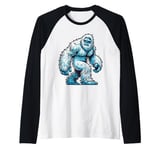 Funny Xmas Abominable Snowman Bigfoot Yeti Retro Christmas Raglan Baseball Tee