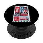 London Stamp with Iconic Landmarks - London Souvenir PopSockets Adhesive PopGrip