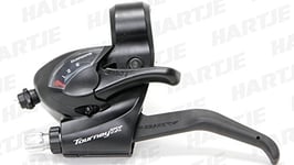 SHIMANO Schalt-/Bremshebel 'Tourney TX' ST-TX 800 Mod.15 SB-verpackt, EZ Fire Plus, für V-Brake Mit optischer Ganganzeige, 2-Finger, 3-fach, links, schwarz